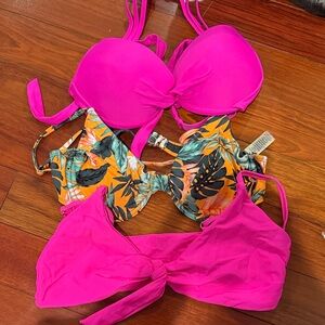 Coco Reef Pink and Tropical Print Bikini Tops